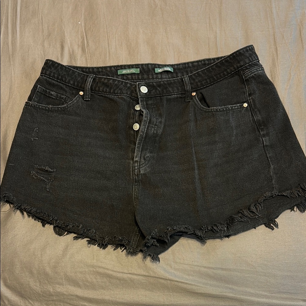 Wild Fable Black Jean Shorts Distressed Frayed Edges